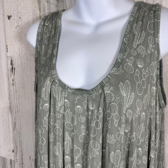 Latched Mama Tank Sleepwear Dress – Succulent Cactus Print – Size 6–18 w Pockets - Picture 4 of 7